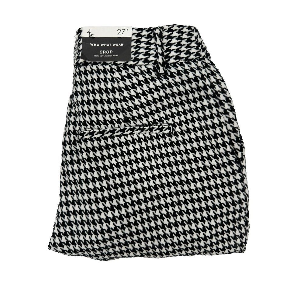 Who What Wear‎ High-Rise Wide Leg Crop Houndstooth Trousers Pants Women's Size 4